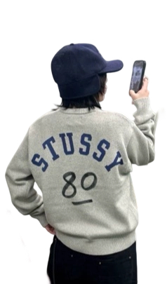 Stussy FW25 letter 80 sweater Grey OG0731347