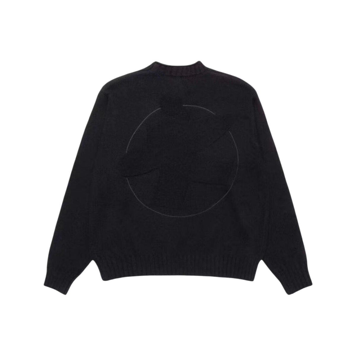 Stussy FW25 Solid Color Surfing Figure Sweater Black OG0731349