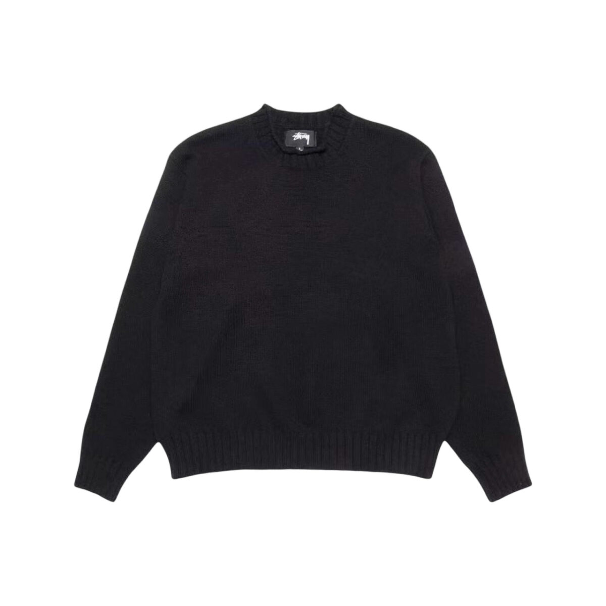 Stussy FW25 Solid Color Surfing Figure Sweater Black OG0731349