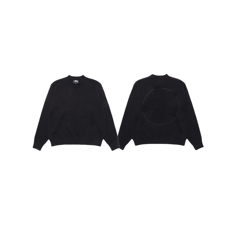 Stussy FW25 Solid Color Surfing Figure Sweater Black OG0731349