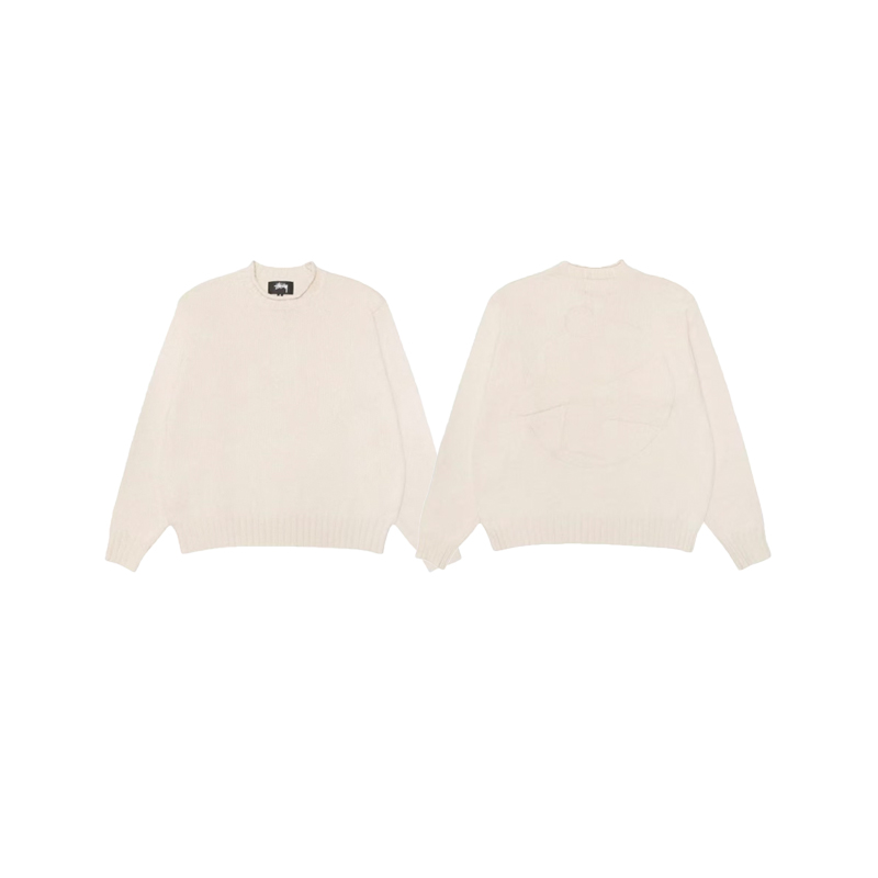 Stussy FW25 Solid Color Surfing Figure Sweater Apricot OG0731350