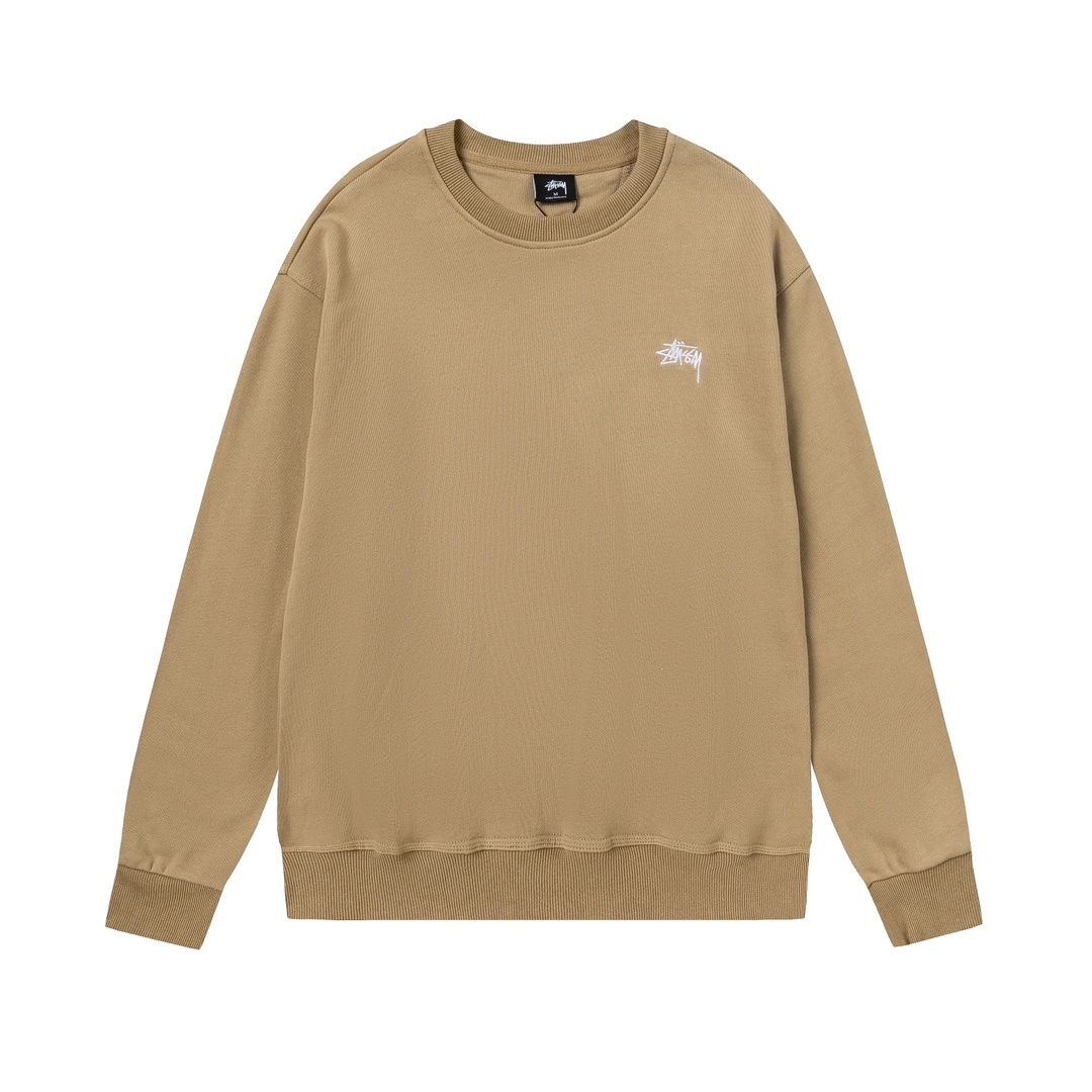 Stussy round neck hoodie khaki OG0731359