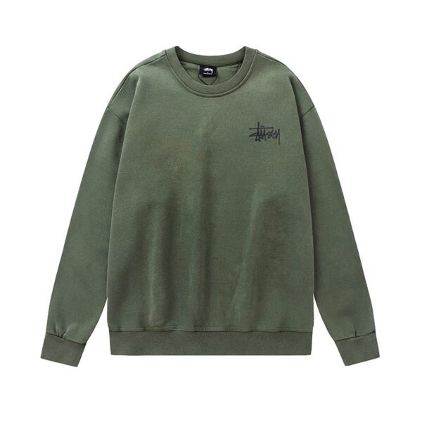 Stussy Washed Round Neck Hoodie Green OG0731362