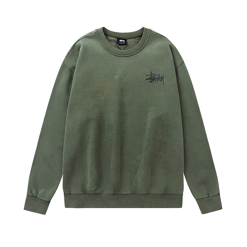 Stussy Washed Round Neck Hoodie Green OG0731362