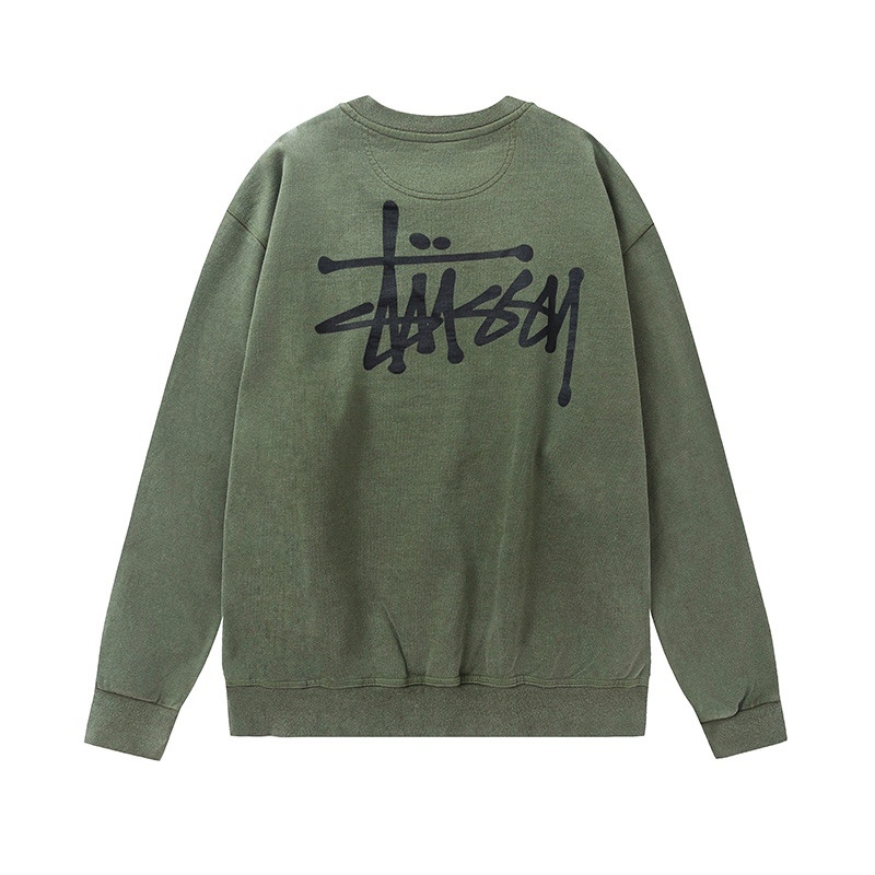 Stussy Washed Round Neck Hoodie Green OG0731362
