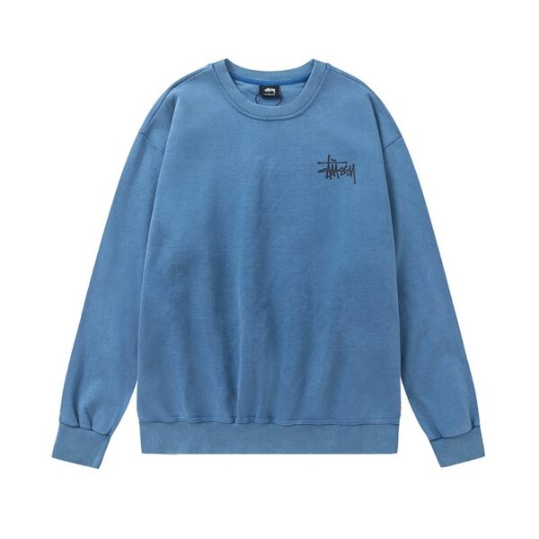 Stussy Washed Round Neck Hoodie Blue OG0731363