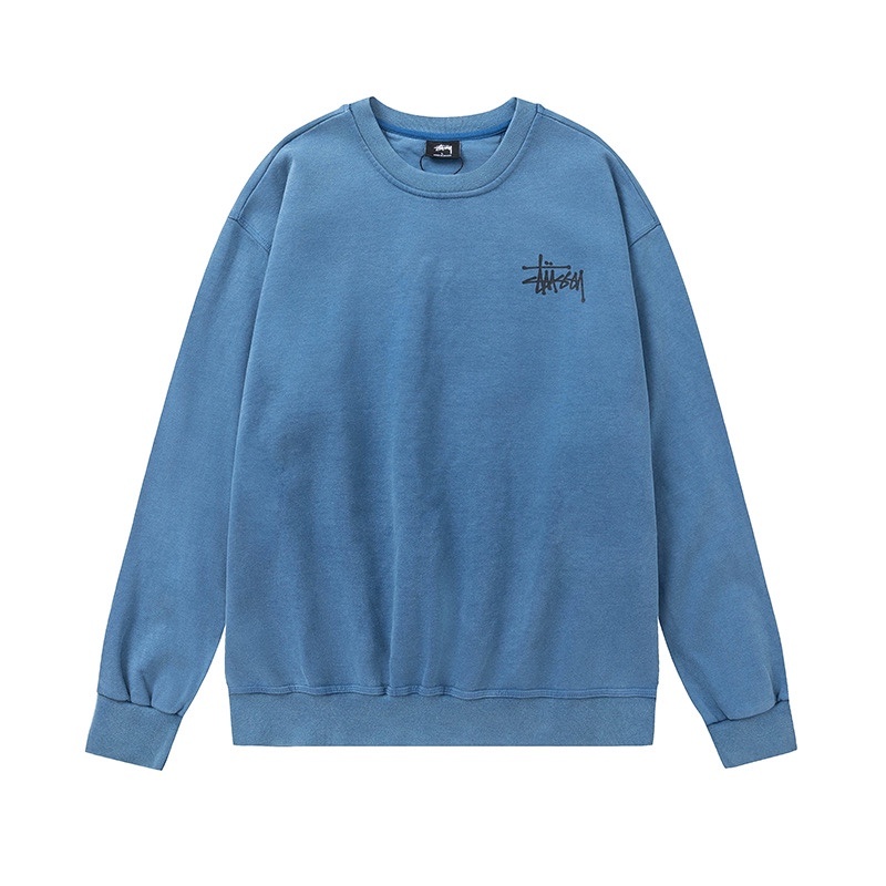 Stussy Washed Round Neck Hoodie Blue OG0731363