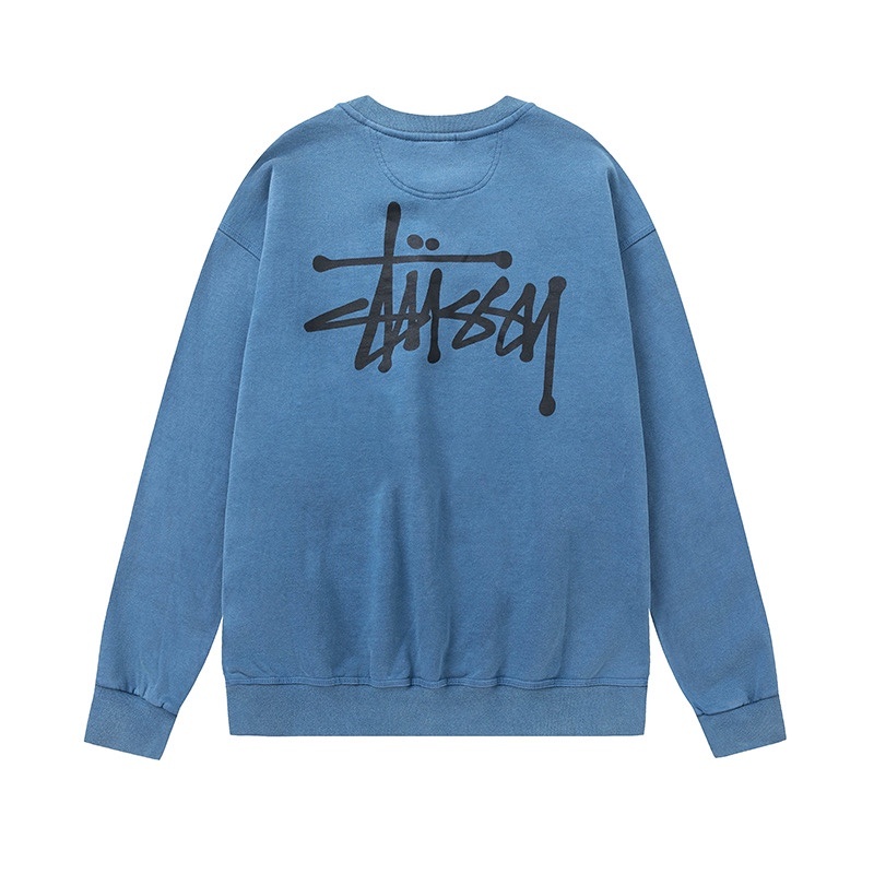 Stussy Washed Round Neck Hoodie Blue OG0731363