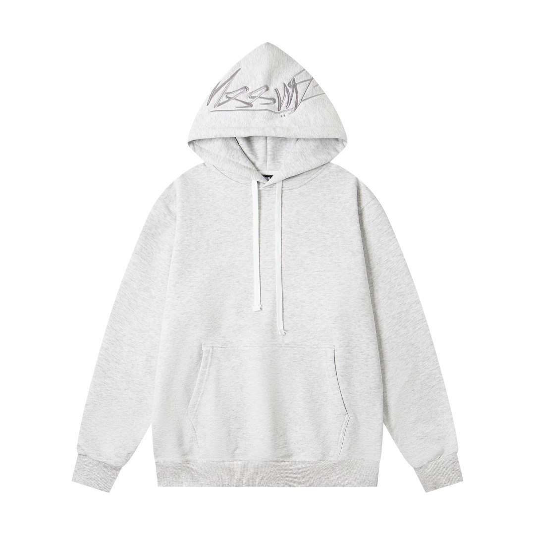 Stussy chest logo hooded American retro hoodie unisex Grey OG0731373