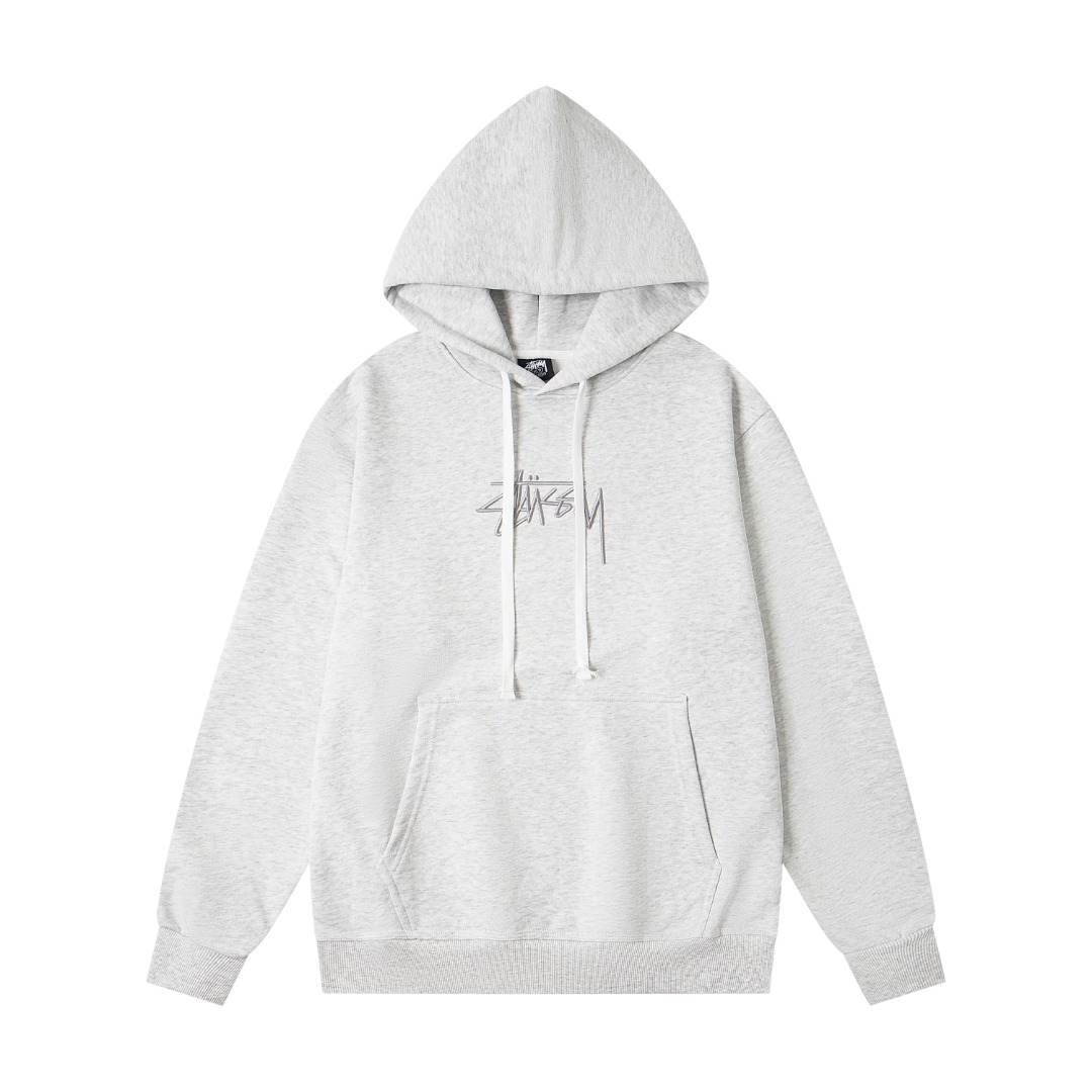 Stussy hooded American retro hoodie for both men and women Grey OG0801377