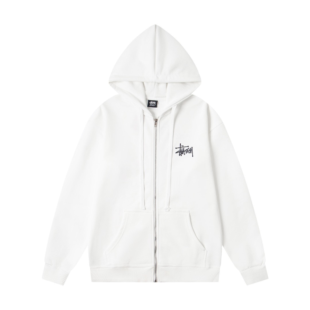 Stussy Basic Zip Hood Classic Zipper Hoodie White OG0801379