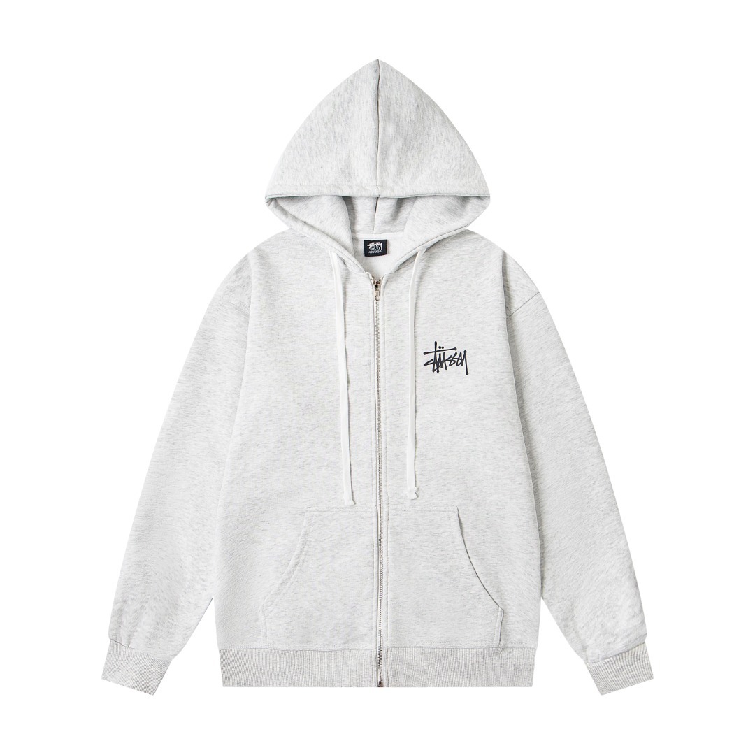 Stussy Basic Zip Hood Classic Zipper Hoodie Grey OG0801381