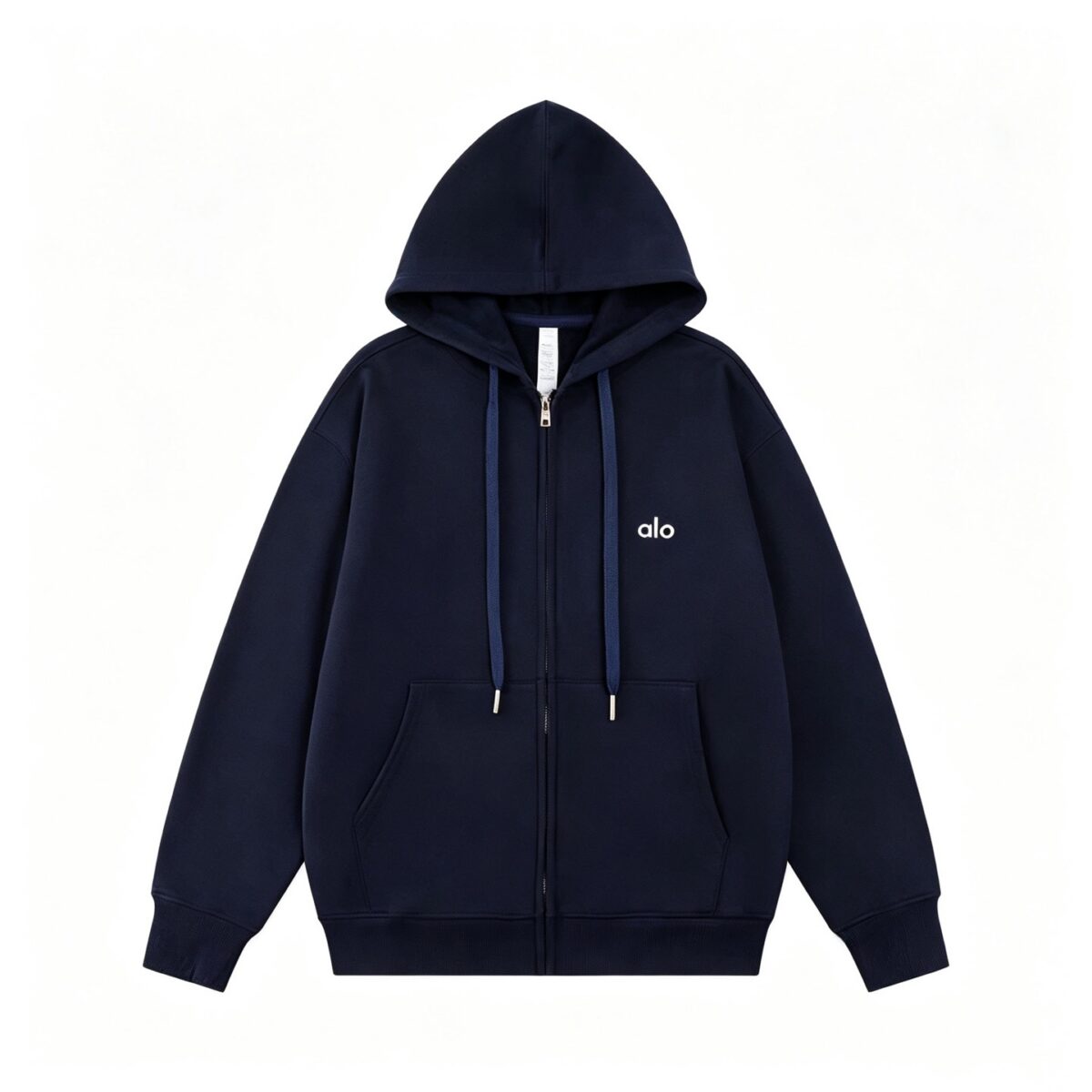 Alo loose and versatile hooded zipper cardigan sweatshirt Blue OG0801415
