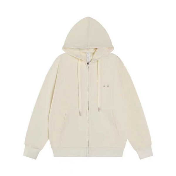 Alo loose and versatile hooded zipper cardigan sweatshirt Apricot OG0801417