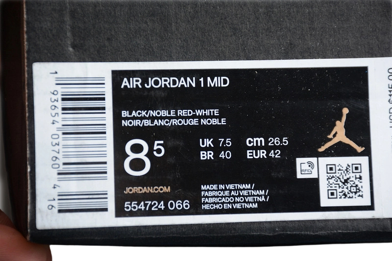 Air Jordan 1 Mid Bred Toe OG0815144