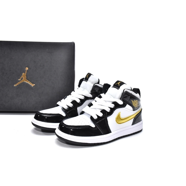 Air Jordan 1 Kids Shoes Mid Black Gold OG0815182
