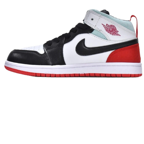 Air Jordan 1 Kids Shoes Mid SE White Black Red Spruce OG0815190