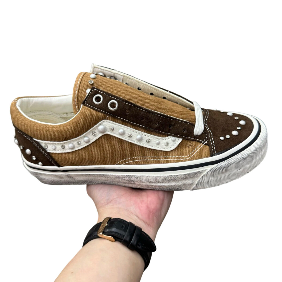 Vans Old Skool 36 Premium Pearlized low cut brown and white OG0817221