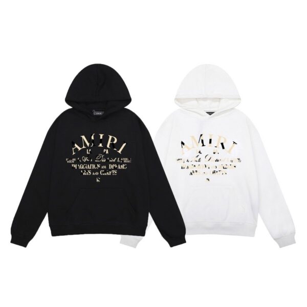 AMIRI Logo Print Hoodie BlackWhite OG0828445