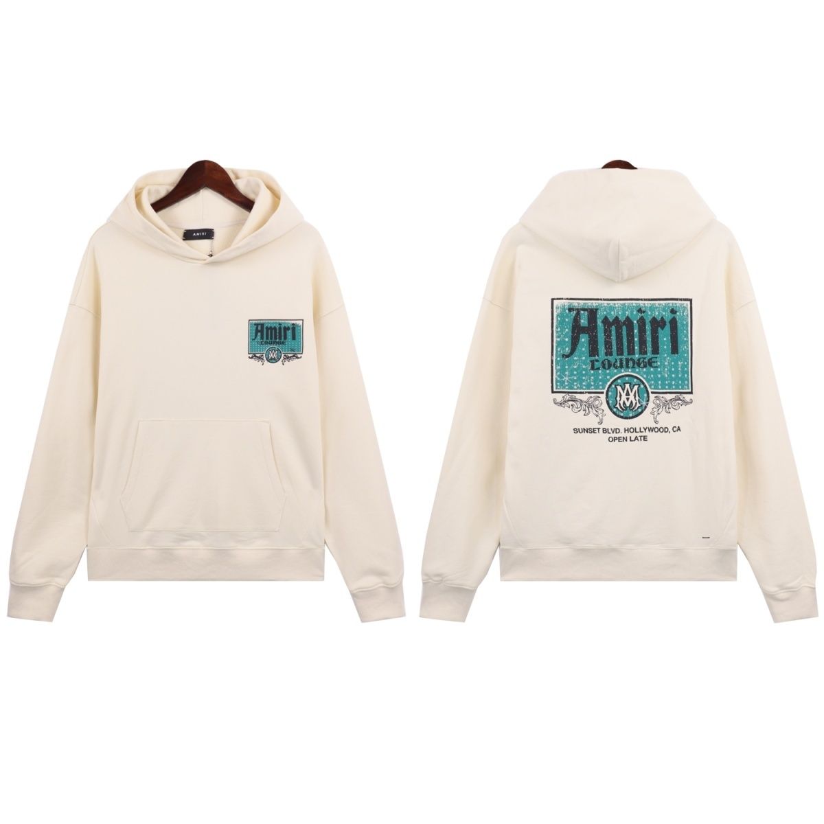 AMIRI Lounge Crystal Embellished Distressed Graphic Hoodie BlackApricot OG0828446