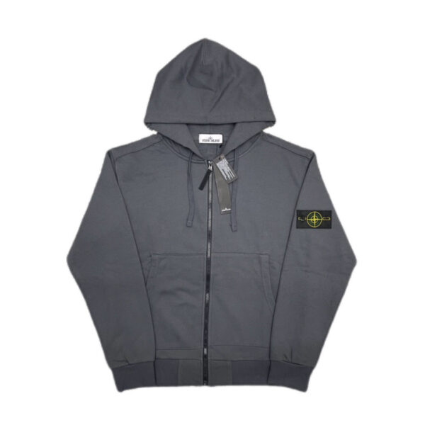 Stone Island Classic Logo Sleeve Patch Zipper Hoodie Deep gray OG0828483