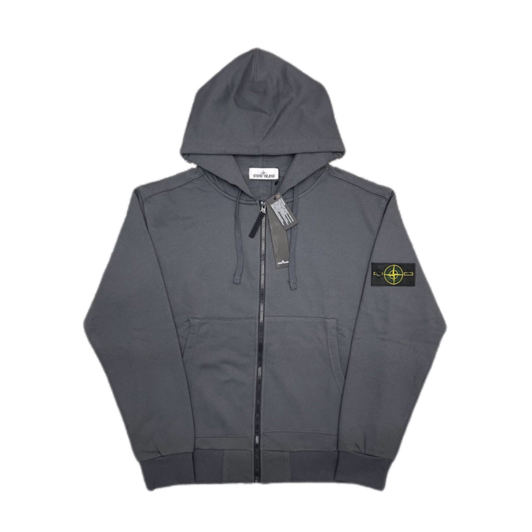 Stone Island Classic Logo Sleeve Patch Zipper Hoodie Deep gray OG0828483