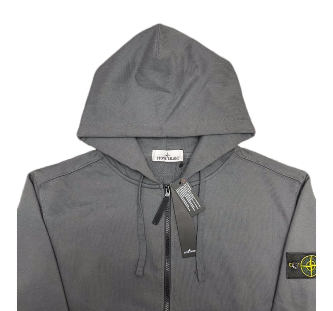 Stone Island Classic Logo Sleeve Patch Zipper Hoodie Deep gray OG0828483