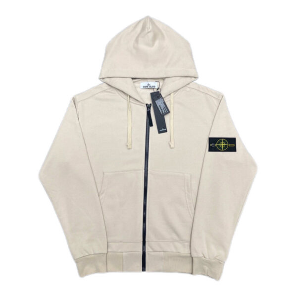 Stone Island Classic Logo Sleeve Patch Zipper Hoodie apricot OG0828486