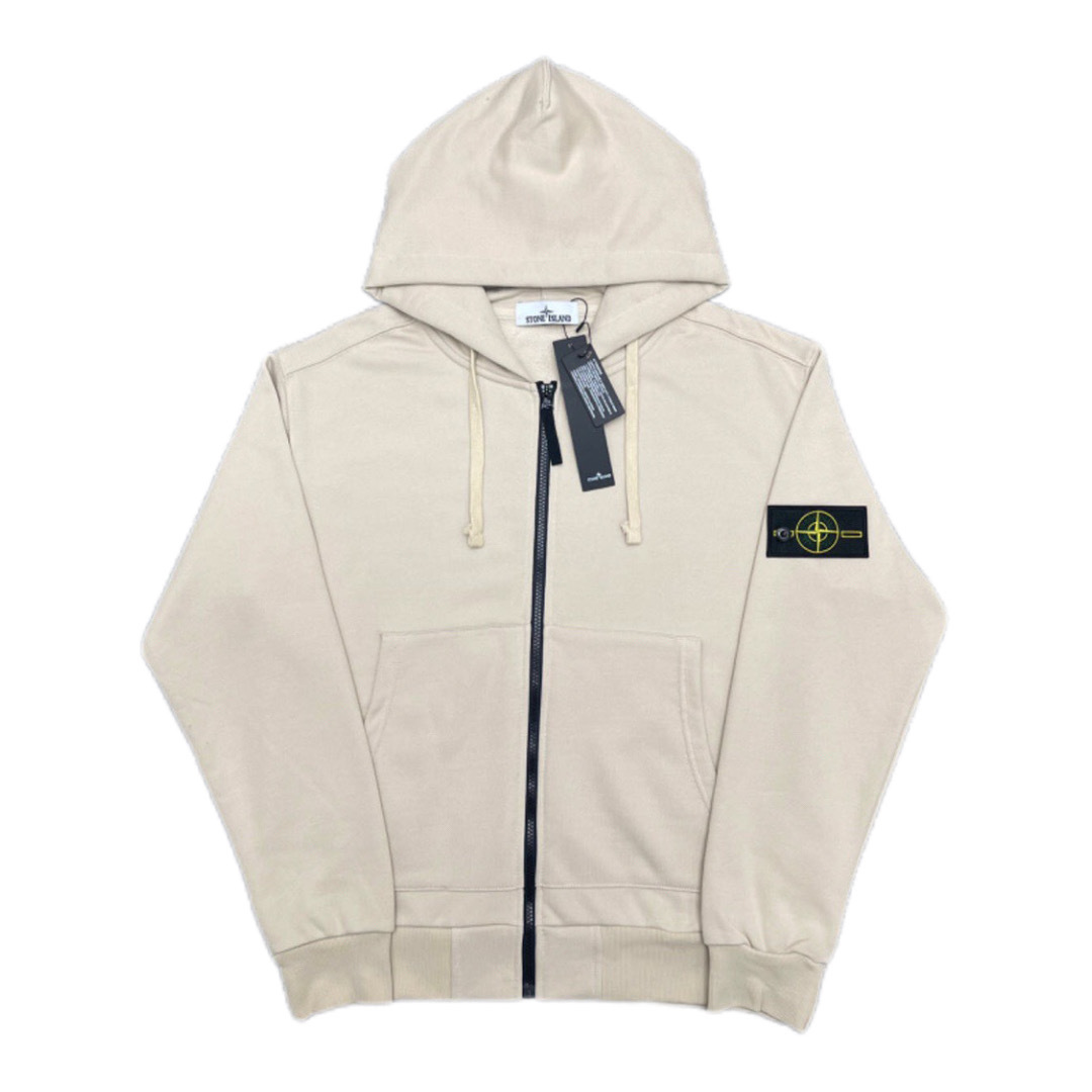 Stone Island Classic Logo Sleeve Patch Zipper Hoodie apricot OG0828486