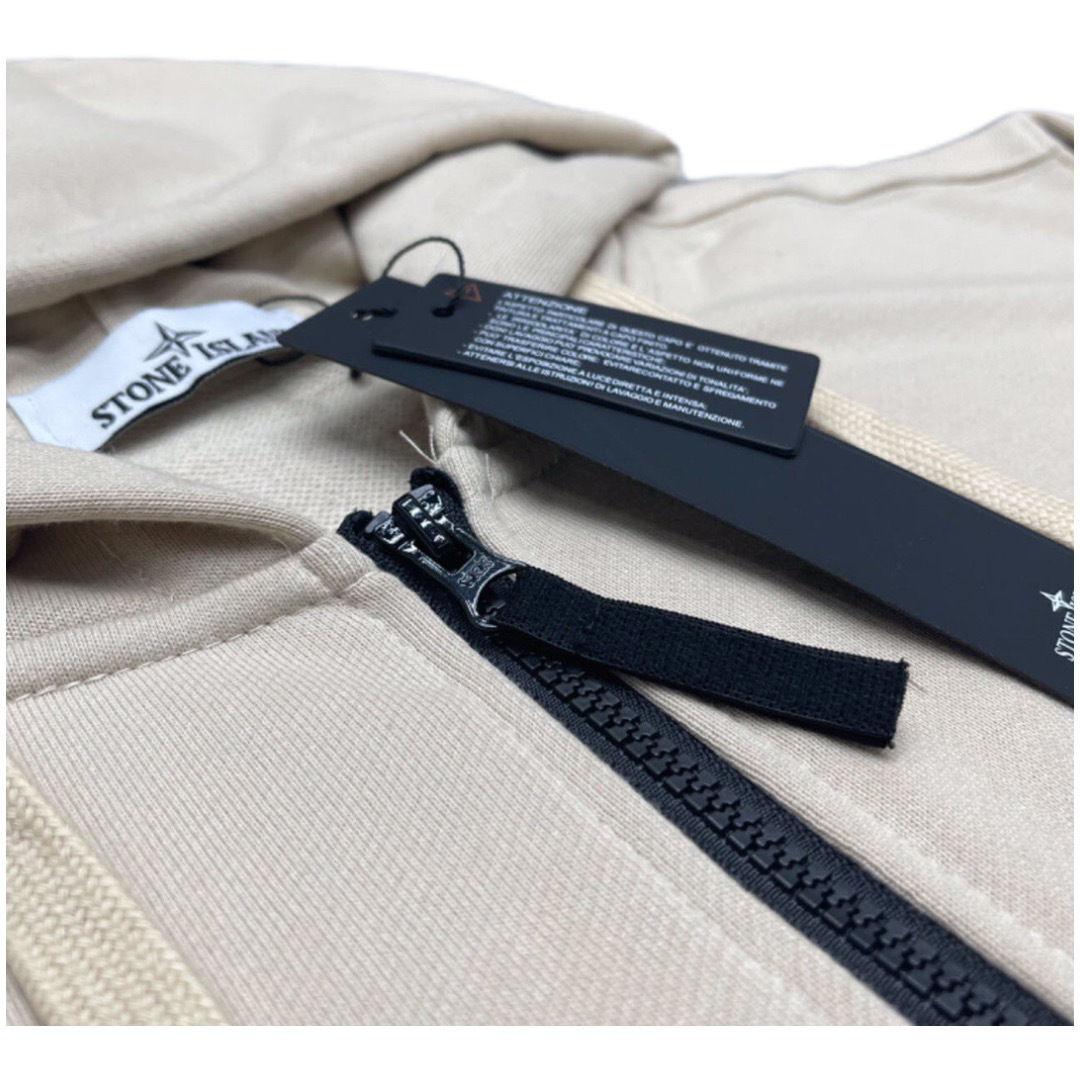 Stone Island Classic Logo Sleeve Patch Zipper Hoodie apricot OG0828486