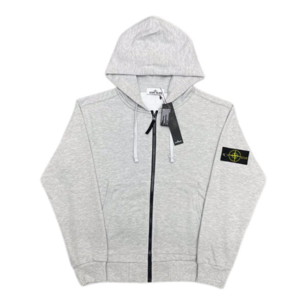 Stone Island Classic Logo Sleeve Patch Zipper Hoodie Ash gray OG0828487