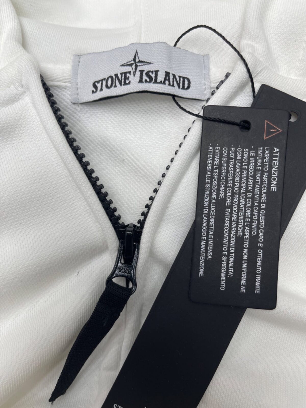 Stone Island Classic Logo Sleeve Patch Zipper Hoodie White OG0828488