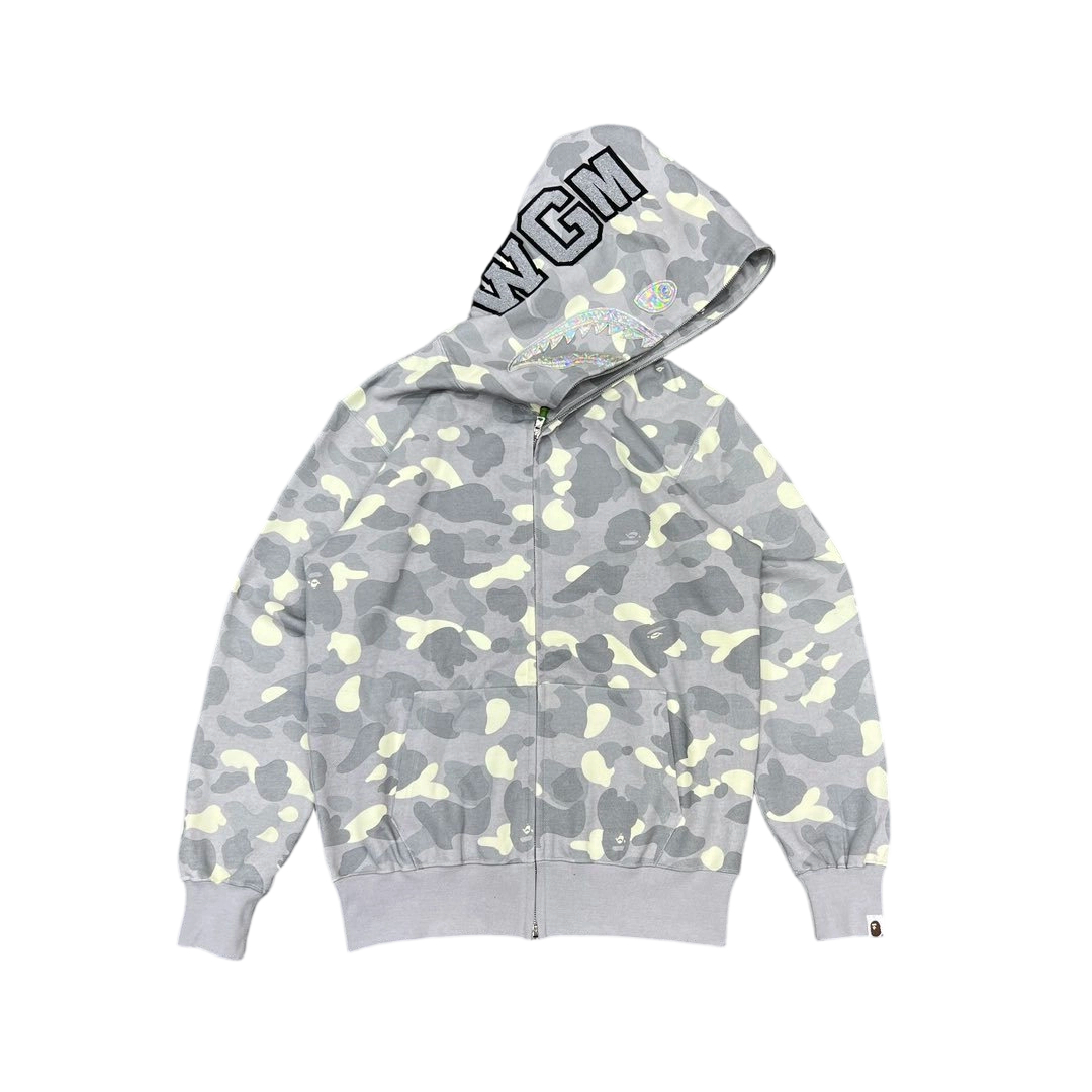 BAPE Color Camo Shark Zip Hoodie Silver Grey Black OG0829494