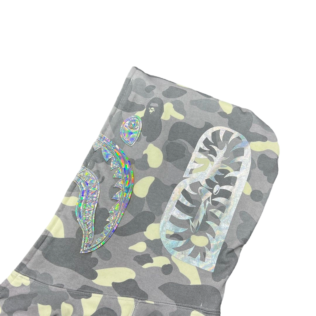 BAPE Color Camo Shark Zip Hoodie Silver Grey Black OG0829494
