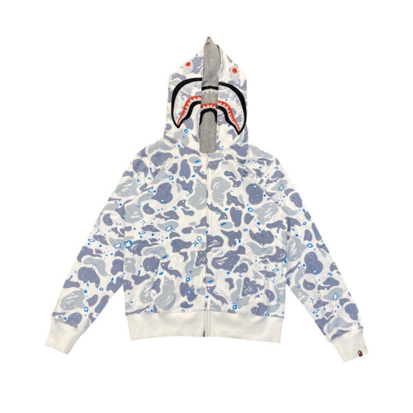 Bape Camouflage Double Shark Full Zipper Hoodie White OG0829496