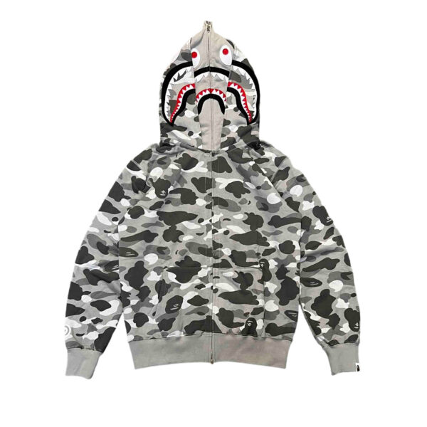 Bape Camouflage Double Shark Full Zipper Hoodie camouflage gray OG0829498