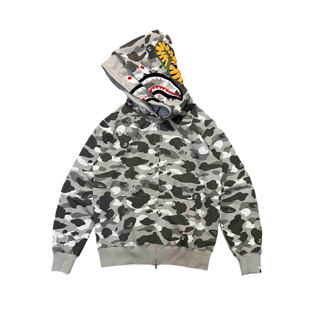 Bape Camouflage Double Shark Full Zipper Hoodie camouflage gray OG0829498