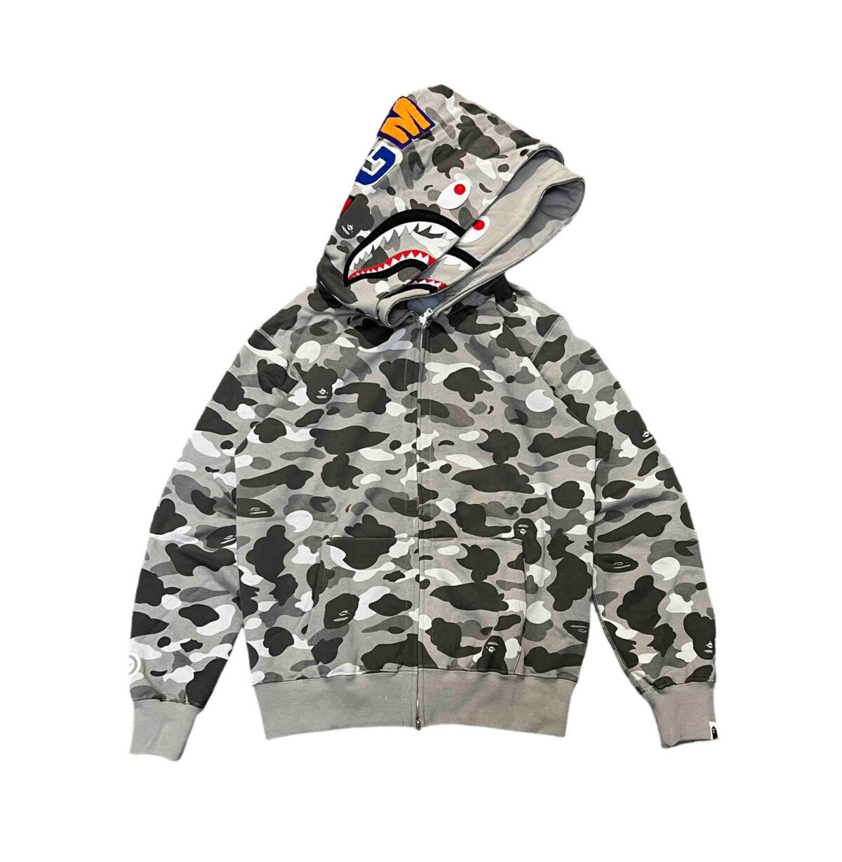 Bape Camouflage Double Shark Full Zipper Hoodie camouflage gray OG0829498