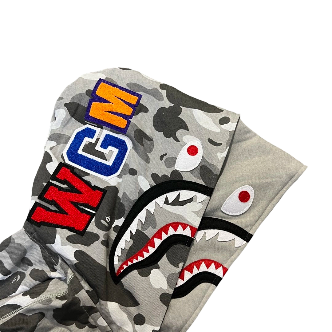 Bape Camouflage Double Shark Full Zipper Hoodie camouflage gray OG0829498