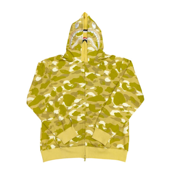 Bape Double Hat Full Zip Hoodie Yellow OG0829508