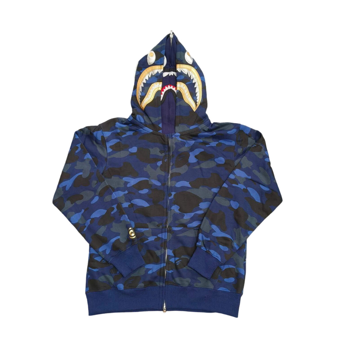 Bape Double Hat Full Zip Hoodie Blue OG0829509