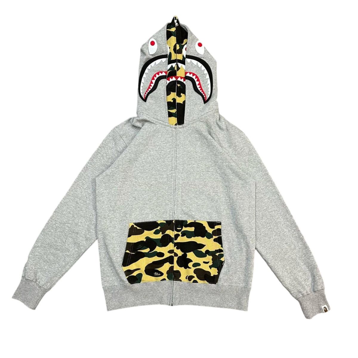 Bape Abc Double Hat Large Flower Camouflage Shark Hoodie gray OG0829517