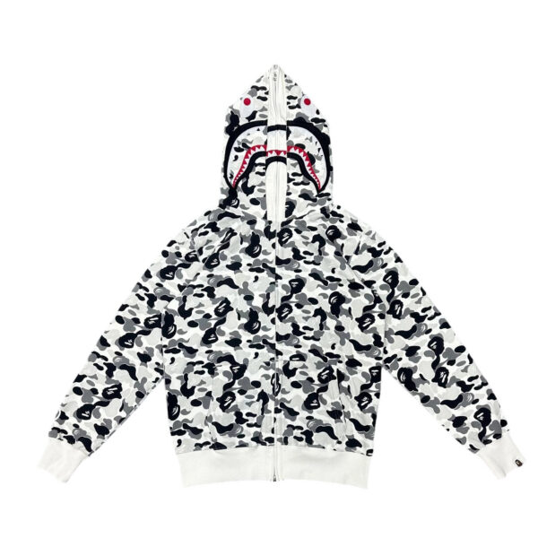 Bape Abc Double Hat Large Flower Camouflage Shark Hoodie Ink Grey OG0829518