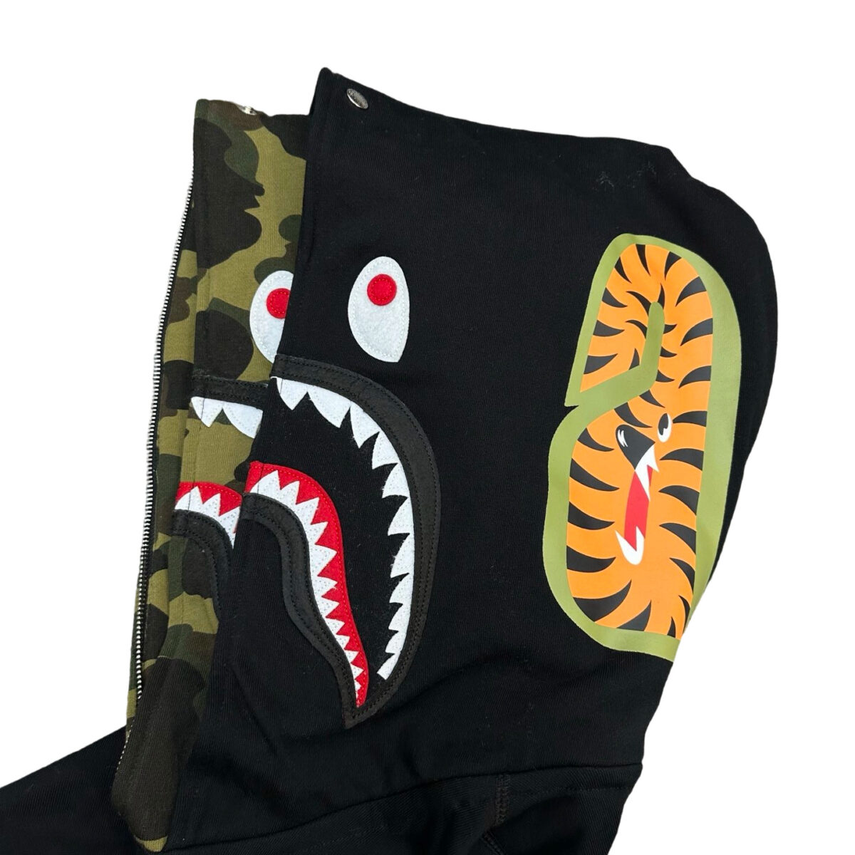 Bape Abc Double Hat Large Flower Camouflage Shark Hoodie black OG0829522