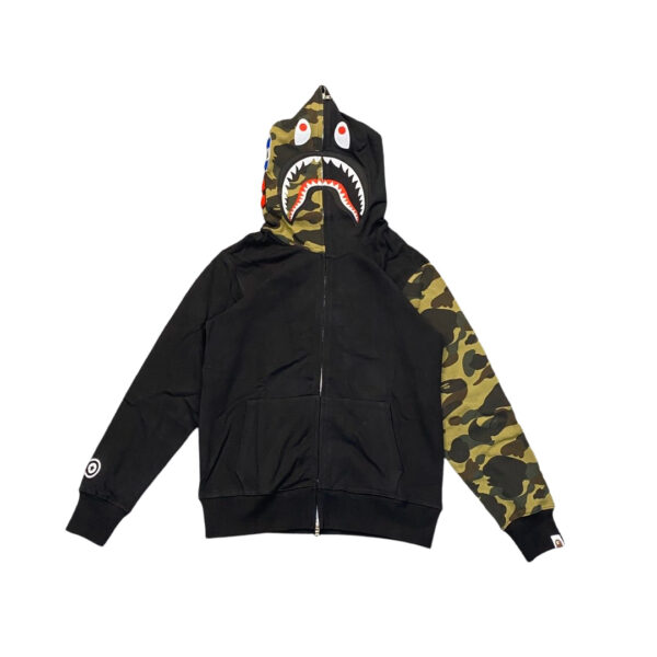 BAPE Design Shark Splicing Camouflage Hoodie black OG0829523