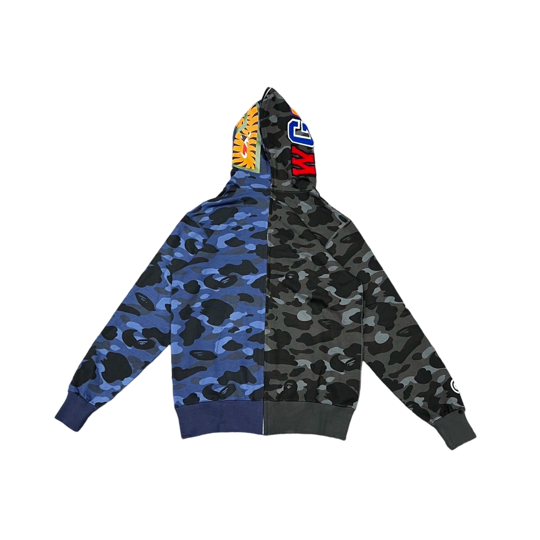 Bape Shark Splicing Zipper Hoodie Blue Grey OG0829524