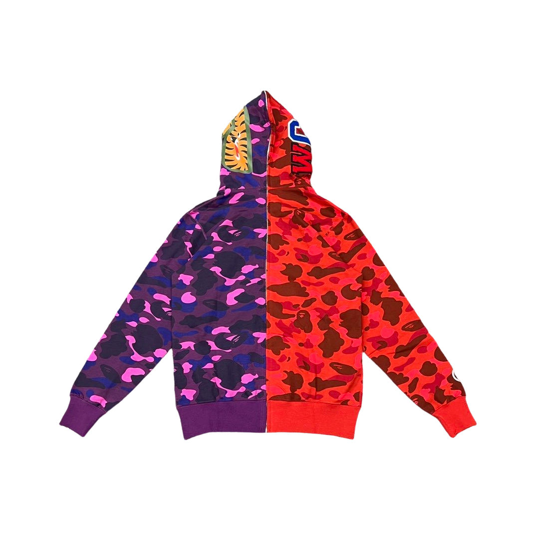 Bape Shark Splicing Zipper Hoodie Purple Red OG0829525