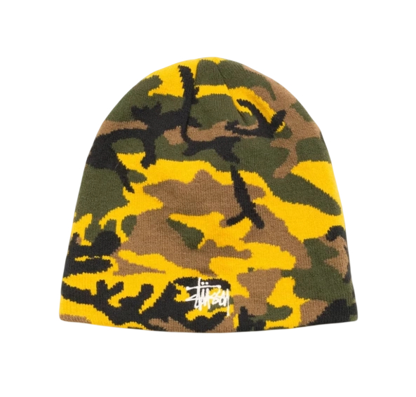 Stussy Basic Camo Knit Skullcap Yellow Camo OKLU20261080