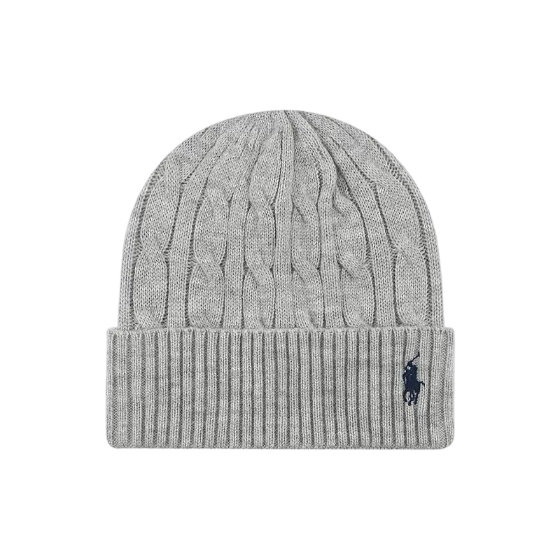 Polo Ralph Lauren Wool Beanie Light Grey Deep Blue Label OKLU20261090