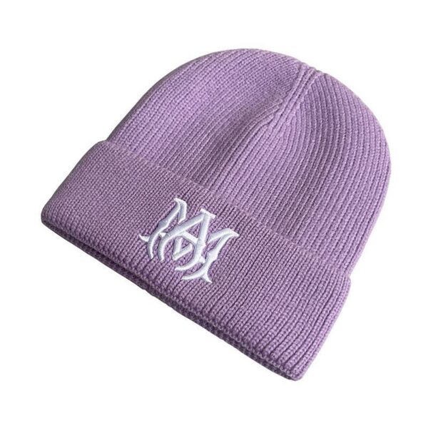 AMIRI Logo Script Beanie Beige Purple OKLU20261101